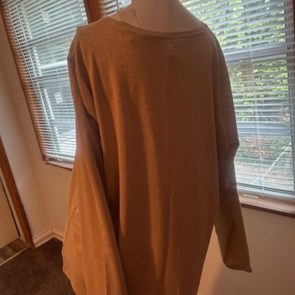 Talbots Camel Metallic long sleeve boat neck top, size 2X - Picture 3 of 5